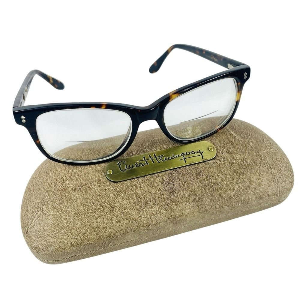 Ernest Hemingway Eyeglass FRAMES ONLY 52/17/140 Tortoise Shell Full Rim & Case